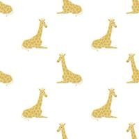 modello senza cuciture isolato con forme di giraffa infantile beige. sfondo bianco. stampa di animali da zoo. vettore