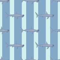 modello senza cuciture squalo martello in stile scandinavo. sfondo di animali marini. illustrazione vettoriale per bambini tessili divertenti.