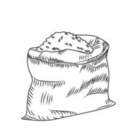 sacchetto di riso. sacchetto disegnato a mano di cereali o farina isolato su sfondo bianco. vettore