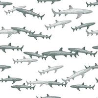 Reticolo senza giunte dello squalo del reef in stile scandinavo. sfondo di animali marini. illustrazione vettoriale per bambini tessili divertenti.