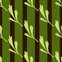 rami di foglie di erbe sagome senza cuciture. sfondo a righe verdi. sfondo floreale della foresta. vettore