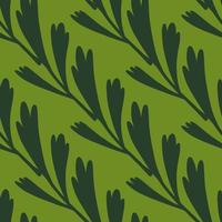 modello senza cuciture della natura con l'ornamento diagonale delle foglie semplici. opere d'arte di colore verde. stile semplice. vettore