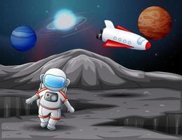 l'astronauta è atterrato sull'illustrazione del pianeta vettore