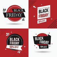 banner di vendita del black friday design fantastico rosso e nero vettore