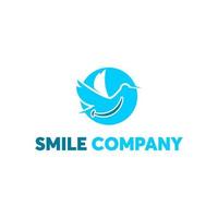 cerchio moderno blu divertimento natura dentale sorriso logo design modello vettore