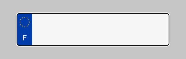 targa della francia. vettore del telaio delle targhe di immatricolazione del veicolo isolato. modello di targa auto francese