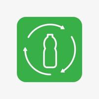 icona della bottiglia di plastica riutilizzabile. illustrazione vettoriale. simbolo di riciclaggio. vettore