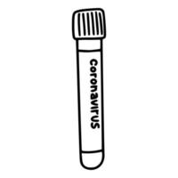 disegnato a mano del test covid-19. campioni di sangue. test del coronavirus. illustrazione di doodle di vettore