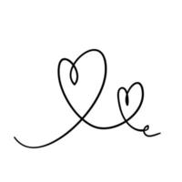 disegnato di disegno a tratteggio continuo del segno d'amore con il design minimalista dell'abbraccio del cuore su sfondo bianco doodle vettore