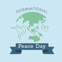 illustrazione della cartolina d'auguri della giornata mondiale della pace, persone diverse si raggruppano per una celebrazione speciale delle vacanze. concetto di aiuto sociale internazionale. vettore eps10.
