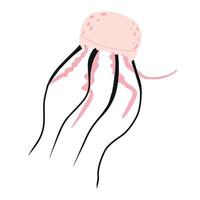 illustrazione per bambini di meduse rosa isolate su sfondo bianco. meduse disegnate a mano in stile cartone animato. vettore