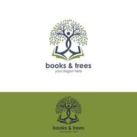 illustrazione d'annata del logo del libro dell'albero vettore