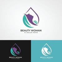logo wanita siluet, kepala, logo wajah terisolasi. gunakan untuk salon kecantikan, spa, desain kosmetik, dll vettore