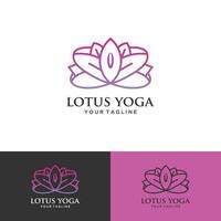 modello di vettore di progettazione di logo del fiore di posa del loto di yoga. salute bellezza spa logo concetto icona.