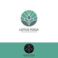 vettore logo yoga, una meditazione uomo in luogo naturale.