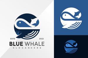 modello di illustrazione vettoriale di design del logo del mare di balena