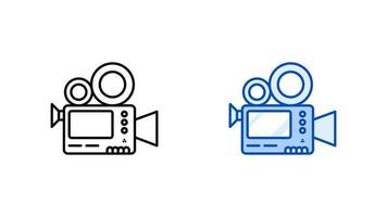 set di icone moderne della macchina di registrazione video. videocamera moderna semplice. modello pronto per icone lineari e colorate. scarica il vettore del dispositivo a tecnologia lineare semplice. sfondo bianco.