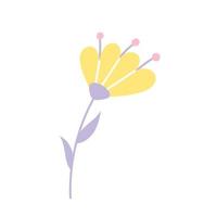 carino fiore di primavera giallo, elemento decorativo, illustrazione piatta vettoriale