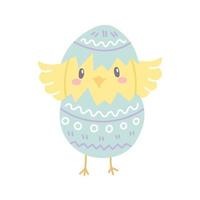 simpatici cappelli da pulcino da un uovo di Pasqua, illustrazione piatta vettoriale