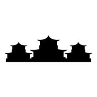 edifici tradizionali cinesi icona colore nero illustrazione vettoriale immagine stile piatto