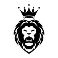 icona della testa e della corona di leone nero vettore