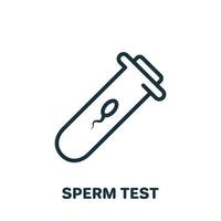 icona della linea del test dello sperma. campione di sperma per pittogramma lineare di ricerca di laboratorio. esame medico dell'icona del contorno dello sperma. test di paternità. illustrazione vettoriale isolata.