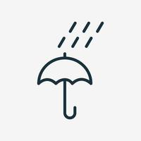 icona della linea dell'ombrello. pittogramma lineare del concetto di pioggia. ombrello protettivo dall'icona del contorno della pioggia. illustrazione vettoriale isolata.
