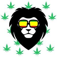 vettore di leone rastaman. sfondo di canapa. cannabis
