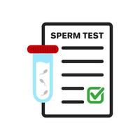 risultato del test dello sperma sull'icona piatta degli appunti. analisi medica dello sperma per icona di paternità o infertilità. concetto di ricerca di laboratorio sullo sperma. illustrazione vettoriale isolata.