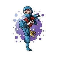 giovane ninja che gioca illustrazione del gioco vettore