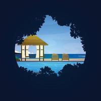 illustrazione di vista del cerchio del paesaggio di vacanza di bali della località balneare dell'isola di estate vettore