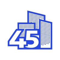 numero 45 con costruzione logo design vettore grafico simbolo icona illustrazione idea creativa