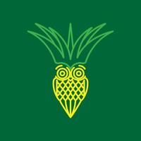ananas colorato con disegno del logo del gufo, illustrazione dell'icona del simbolo grafico vettoriale idea creativa