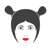 bella donna con capelli cinesi stile logo simbolo icona vettore illustrazione grafica design