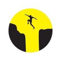 silhouette giovane uomo jump hill rock logo design, vettore grafico simbolo icona illustrazione idea creativa