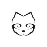 faccia strano disegno del logo del gatto, vettore grafico simbolo icona illustrazione idea creativa