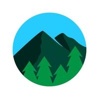 foresta di pini astratta con montagne posizione logo simbolo icona vettore illustrazione grafica design