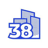 numero 38 con costruzione logo design vettore grafico simbolo icona illustrazione idea creativa