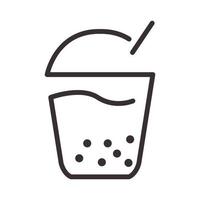 fresca bevanda ghiacciata linee boba hipster logo simbolo icona vettore illustrazione grafica design