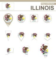 collezione di bandiere dell'Illinois vettore