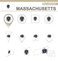 collezione di bandiere del massachusetts vettore