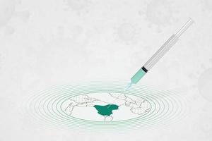 concetto di vaccinazione irachena, iniezione di vaccino nella mappa dell'iraq. vaccino e vaccinazione contro il coronavirus, covid-19. vettore