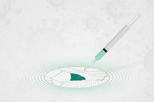 concetto di vaccinazione della carolina del sud, iniezione di vaccino nella mappa della carolina del sud. vaccino e vaccinazione contro il coronavirus, covid-19. vettore