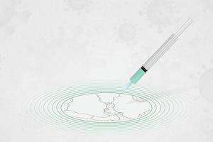 concetto di vaccinazione del bahrain, iniezione di vaccino nella mappa del bahrain. vaccino e vaccinazione contro il coronavirus, covid-19. vettore