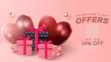 presentazione del prodotto 3d di san valentino per banner, pubblicità e affari. illustrazione vettoriale