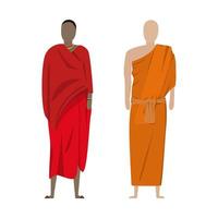una ragazza e un uomo in costumi di festa nazionale buddista - vettore