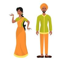 ragazza e uomo in costumi festivi nazionali indiani folk - vettore