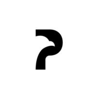 disegno del logo dell'aquila della lettera p. iniziali della lettera p. spazio negativo della siluetta della testa dell'aquila