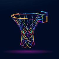 canestro da basket astratto, canestro da basket da vernici multicolori. disegno colorato. illustrazione vettoriale di vernici