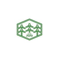 distintivo del logo dell'albero di pino di contorno. logo della siluetta dei pini